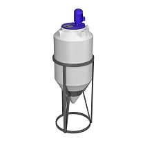 Емкость ФМ 240 л белая в обрешетке с турбинной мешалкой