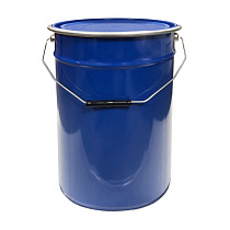 Ведро металлическое 20 литров с крышкой на обруч, с внутренним защитным покрытием, синее