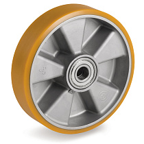 Колесо большегрузное Tellure Rota 651104 под ось, диаметр 150 мм, грузоподъемность 600кг, полиуретан TR, алюминий, шариковый подшипник в комплекте