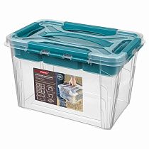 Ящик универсальный с замками и вставкой- органайзером "grand box", 290х190х180мм, 6,65л (голубой)