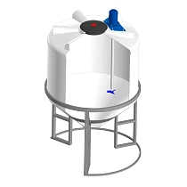 Емкость ФМ 1000 л белая в обрешетке с пропеллерной мешалкой